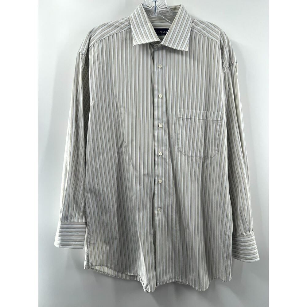 Canali Men's Multicolor Cotton Striped Long Sleeve Button Down Shirts Size Large